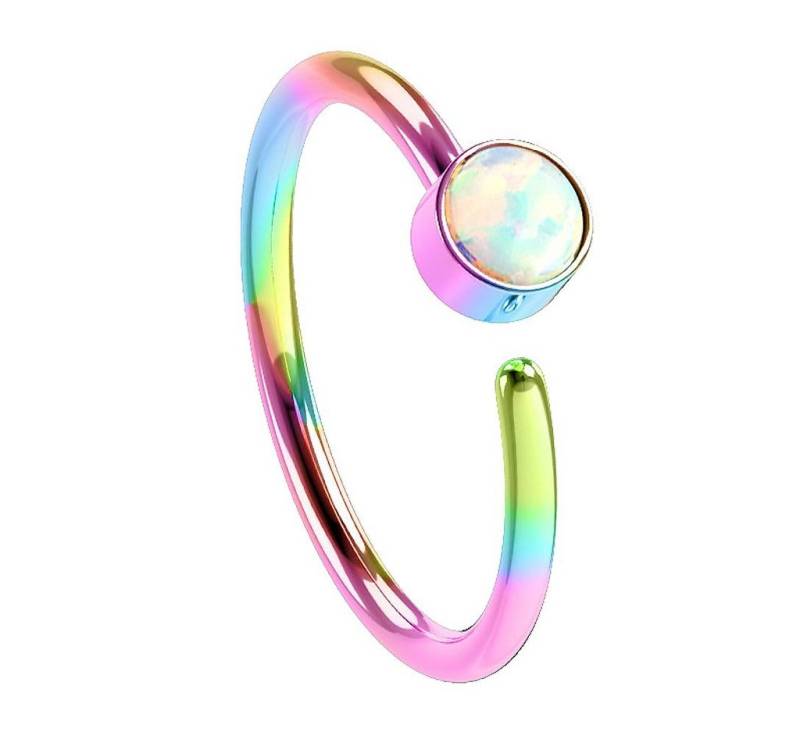 Taffstyle Nasenpiercing Piercing eloxiert Hoop Lippen Ring mit Opal Stein, Ohr Helix Nasen Lippenpiercing Nasenpiercing Ohrpiercing Intimpiercin von Taffstyle