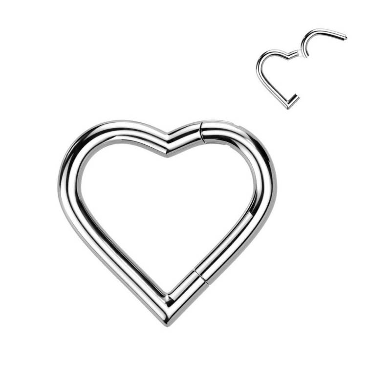 Taffstyle Nasenpiercing Septum Piercing Herz Segmentring Titan Scharnier Silber 1,0mm x 10mm (Orbital Brust Intim Nasenpiercing Lippenbädchen Lippenpiercing), Implantatqualität Piercing Nasen Ohrpiercing Cartilage Tragus Helix von Taffstyle