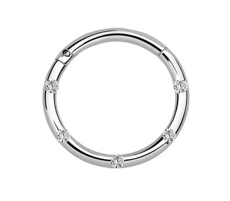 Taffstyle Nasenpiercing Septum Piercing Kritsallen besetzt Silber Clear 1,2mm x 10mm (Ohrpiercing Cartilage Tragus Helix Orbital Brust Intim Lippenpiercing), Clicker Segment Nase Ohr mit kleinen Nasenpiercing Nasenring Nase Ring von Taffstyle