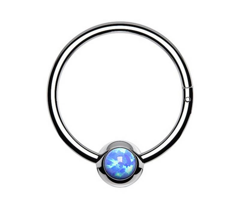 Taffstyle Nasenpiercing Septum Piercing Ring Scharnier Opal Kugel Silber-Blau 1,0mm x 8mm (Cartilage Helix Orbital Brust Intim Lippenbädchen Lippenpiercing), Clicker Nasen Segment Ohr Nasenpiercing Nasenring Ohrpiercing Tragus von Taffstyle