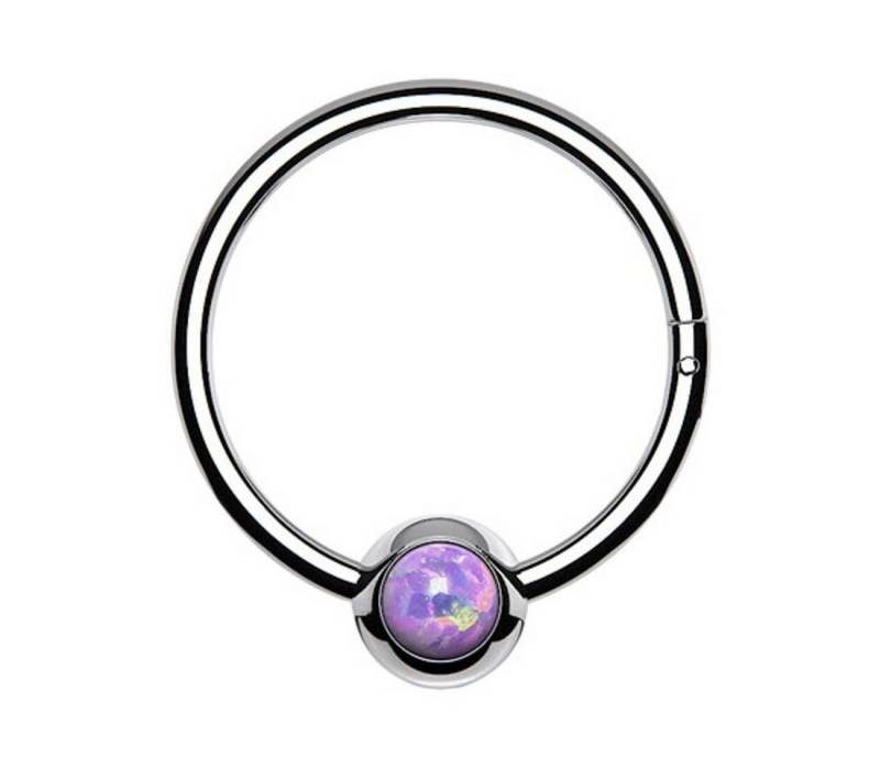 Taffstyle Nasenpiercing Septum Piercing Ring Scharnier Opal Kugel Silber-Lila 1,0mm x 8mm (Cartilage Helix Orbital Brust Intim Lippenbädchen Lippenpiercing), Clicker Nasen Segment Ohr Nasenpiercing Nasenring Ohrpiercing Tragus von Taffstyle