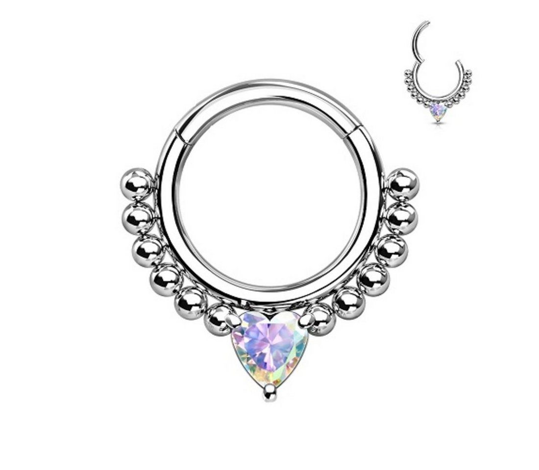 Taffstyle Nasenpiercing Septum Piercing Ring Segmentring Clicker Scharnier Kristall Herz, Nasenpiercing Nasenring Ohrpiercing Ohr Nase Tragus Helix Brust Intim von Taffstyle