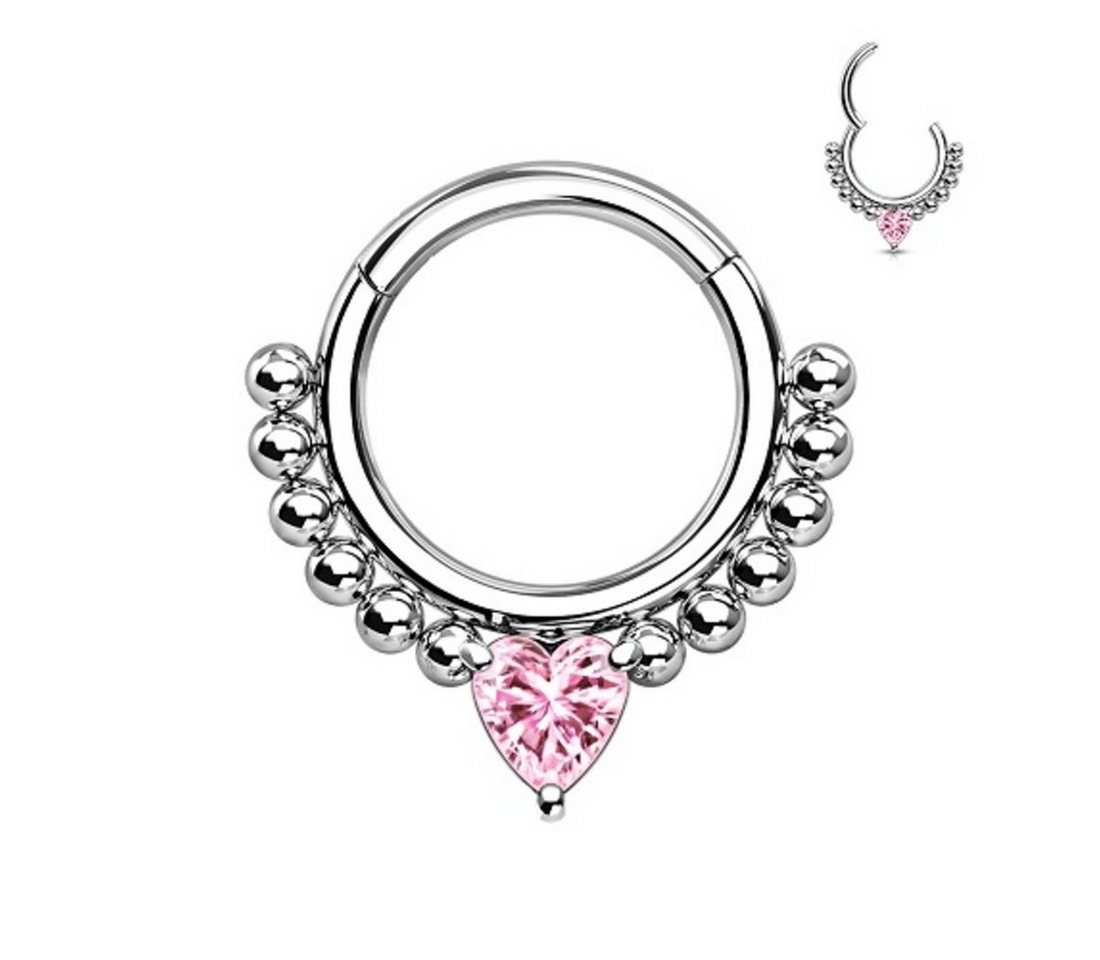 Taffstyle Nasenpiercing Septum Piercing Ring Segmentring Clicker Scharnier Kristall Herz, Nasenpiercing Nasenring Ohrpiercing Ohr Nase Tragus Helix Brust Intim von Taffstyle