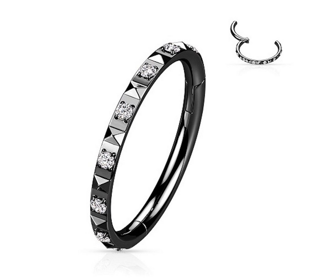 Taffstyle Nasenpiercing Septum Piercing Ring Segmentring Clicker Scharnier Kristalle Pave, Nasenpiercing Nasenring Ohrpiercing Ohr Nase Tragus Helix Brust Intim von Taffstyle