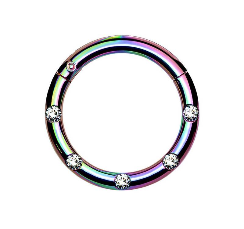 Taffstyle Nasenpiercing Septum Piercing funkelnden Kristallen Helix Daith Rainbow 1,2mm x 10mm (Tragus Orbital Brust Intim Piercing Ring Lippenbädchen Lippenpiercing), Eleganter Clicker Nasenpiercing Nasenring Ohrpiercing Cartilage Ohr von Taffstyle