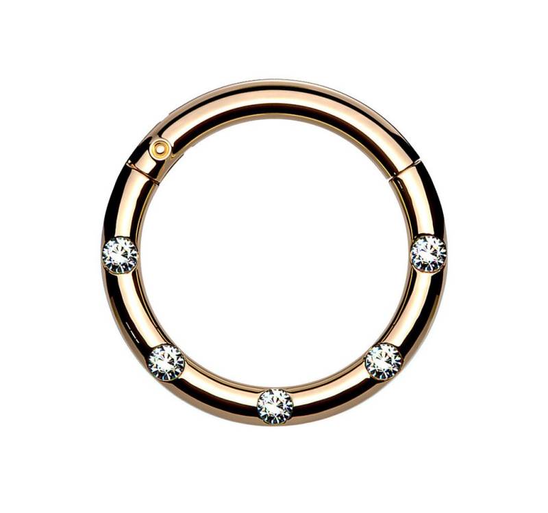 Taffstyle Nasenpiercing Septum Piercing funkelnden Kristallen Helix Daith Rosegold 1,2mm x 8mm (Tragus Orbital Brust Intim Piercing Ring Lippenbädchen Lippenpiercing), Eleganter Clicker Nasenpiercing Nasenring Ohrpiercing Cartilage Ohr von Taffstyle