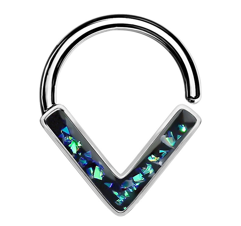Taffstyle Nasenpiercing Septum Tragus biegbarer Silber Ring Dunkelgrün Opal 1,2mm x 8mm (Ohr Nasenring Orbital Brust Intim Ring Lippenbädchen Lippenpiercing), Piercing Continuous Helix Nasen Nasenpiercing Ohrpiercing Cartilage von Taffstyle