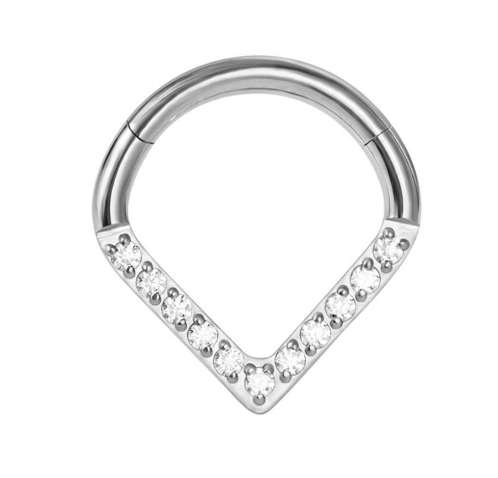 Taffstyle Nasenpiercing Titan G23 Septum Piercing Clicker Tragus Helix Tropfen Träne Kristalle (Eleganter Universal Clicker aus Titan G23 mit Glitzersteinen für das Ohr & Nase) von Taffstyle