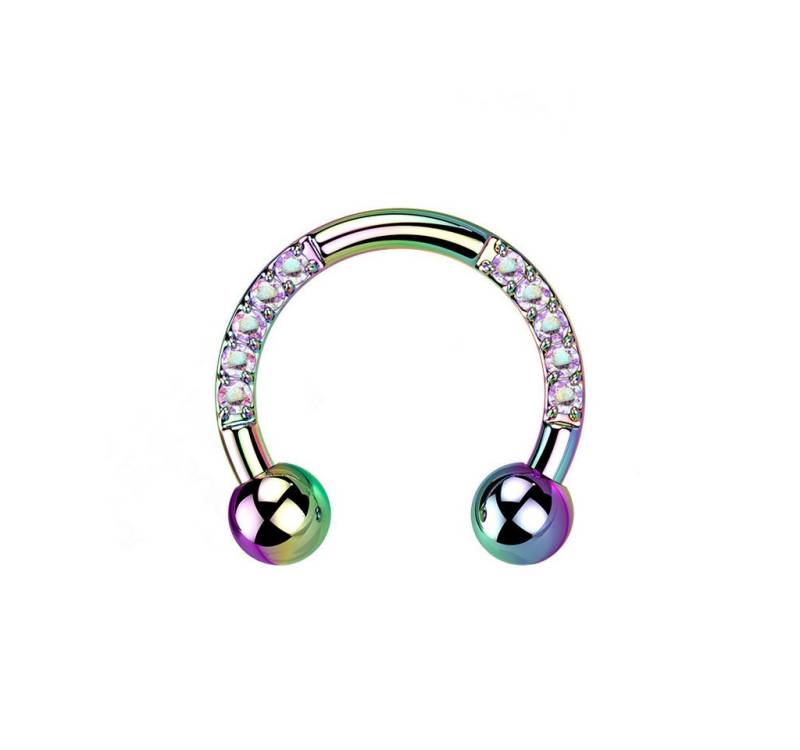 Taffstyle Nasenpiercing Titan Hufeisen Horseshoe Piercing Rainbow Rainbow 1,2mm x 8mm x 3mm (Ohrpiercing Cartilage Helix Orbital Brust Intim Ring Lippenbädchen), Lippenpiercing Ohr Implantatqualität Nasenpiercing Nasenring Tragus von Taffstyle