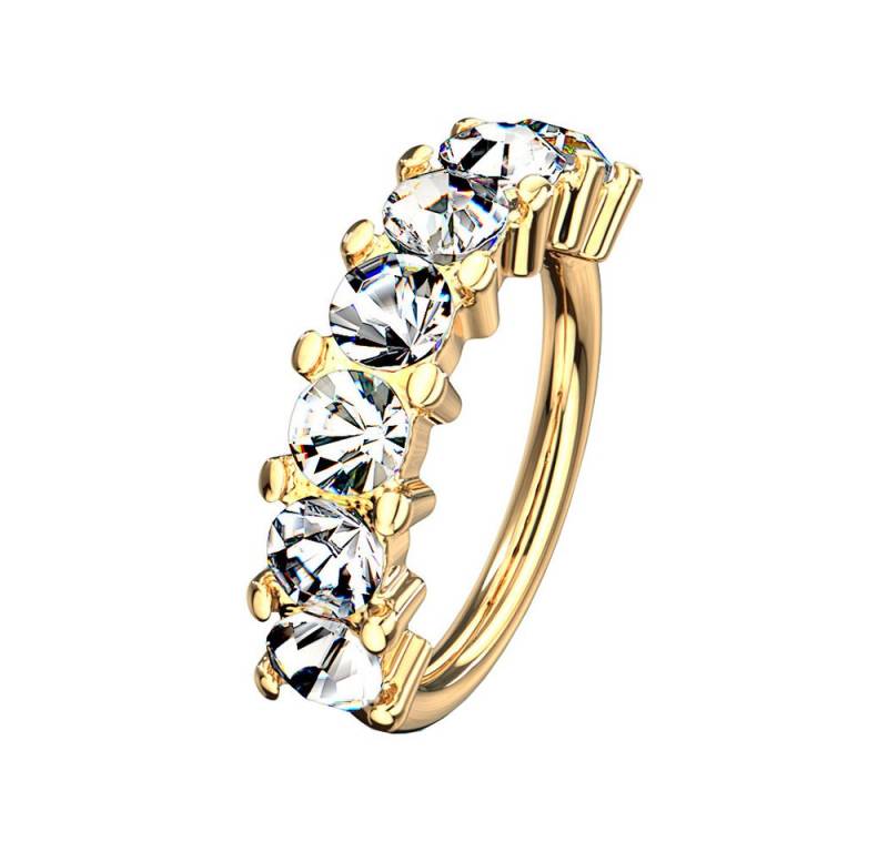 Taffstyle Nasenpiercing Tragus Helix Septum Ring mit Kristallen Gold Clear 1,2mm x 8mm (Tragus Helix Orbital Brust Intim Piercing Ring Lippenbädchen Lippenpiercing), Piercing Continuous Ohr Nasen Nasenpiercing Nase Ohrpiercing Cartilage von Taffstyle