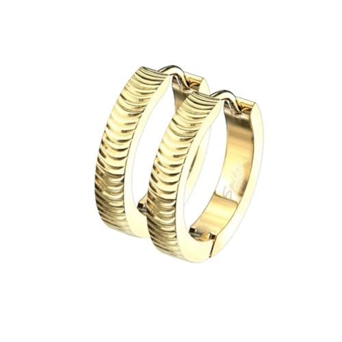 Taffstyle Ohrhänger Schmuck 1 Paar Elegante Schmuck Creolen Edelstahl Ohrringe Klappverschluss Rillen Gold von Taffstyle