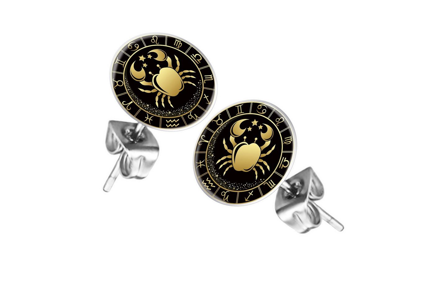 Taffstyle Ohrstecker-Set Ohrringe Sternzeichen Tierkreiszeichen Ohrstecker Motiv Chirurgenstahl (Runde Sternzeichen Ohrstecker für Damen und Herren in 12 Motiven), Runde Platte Lustig Krebs Motiv Damen Herren Klein Rund von Taffstyle