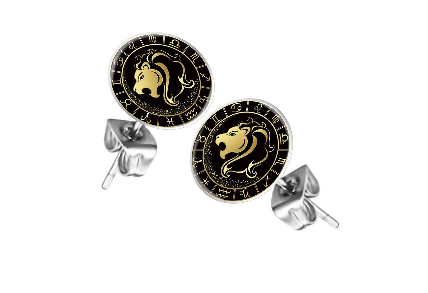 Taffstyle Ohrstecker-Set Ohrringe Sternzeichen Tierkreiszeichen Ohrstecker Motiv Chirurgenstahl (Runde Sternzeichen Ohrstecker für Damen und Herren in 12 Motiven), Runde Platte Lustig Löwe Motiv Damen Herren Klein Rund von Taffstyle