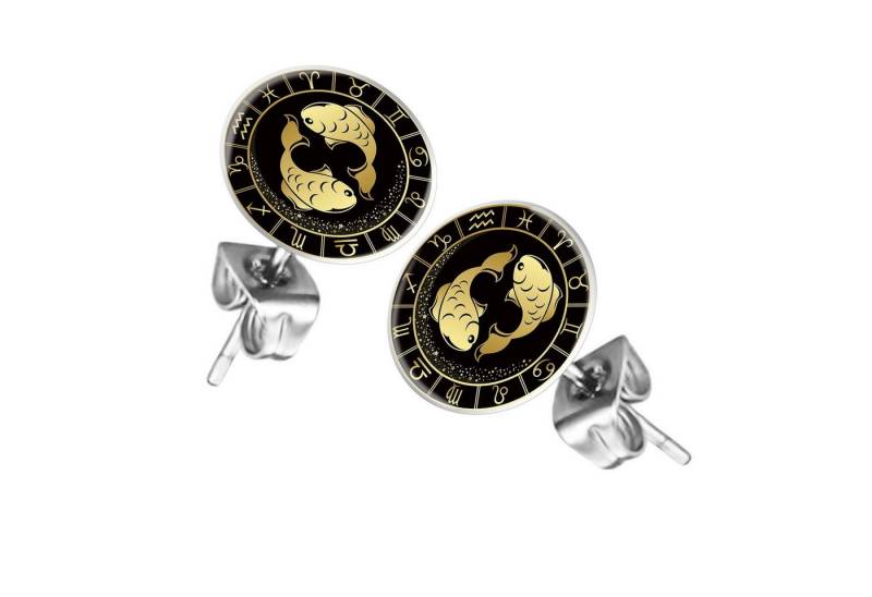 Taffstyle Ohrstecker-Set Ohrringe Sternzeichen Tierkreiszeichen Ohrstecker Motiv Chirurgenstahl (Runde Sternzeichen Ohrstecker für Damen und Herren in 12 Motiven), Runde Platte Lustig Fische Motiv Damen Herren Klein Rund von Taffstyle