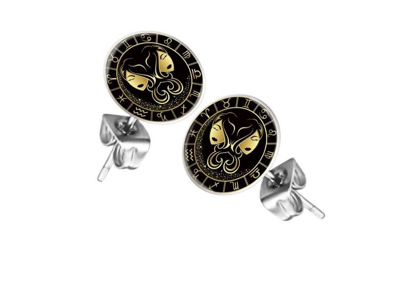 Taffstyle Ohrstecker-Set Ohrringe Sternzeichen Tierkreiszeichen Ohrstecker Motiv Chirurgenstahl (Runde Sternzeichen Ohrstecker für Damen und Herren in 12 Motiven), Runde Platte Lustig Zwillinge Motiv Damen Herren Klein Rund von Taffstyle