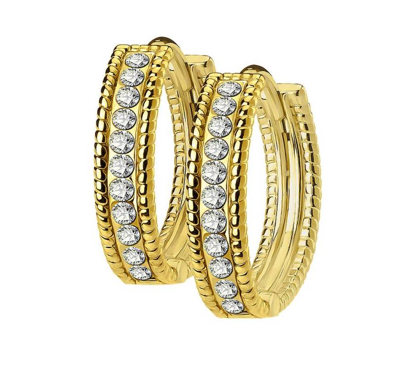 Taffstyle Paar Creolen 1 Paar Klapp Ohrringe Creolen Edelstahl Perlen Rand Kristallen Gold (zum Geburtstag Weihnachten Valentinstag), Ohrringe Creolen Frauen Damen Schmuck Geschenke Muttertag Valentinstag von Taffstyle