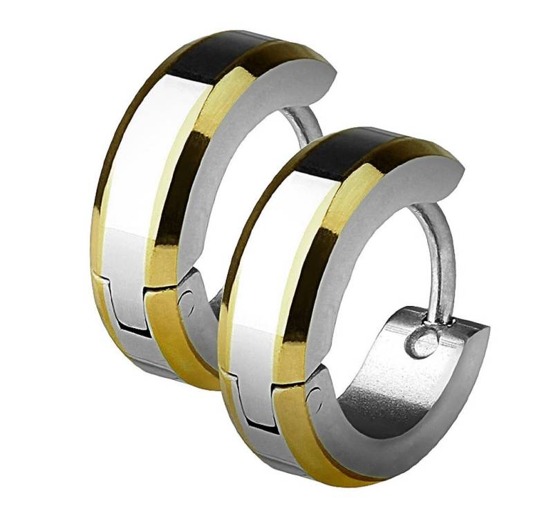 Taffstyle Paar Creolen 1 Paar Klapp Ohrringe Creolen Huggie abgeschrägte Kanten Gold (zum Geburtstag Weihnachten Valentinstag), Ohrringe Edelstahl Creolen Frauen Damen Schmuck Geschenke Muttertag von Taffstyle