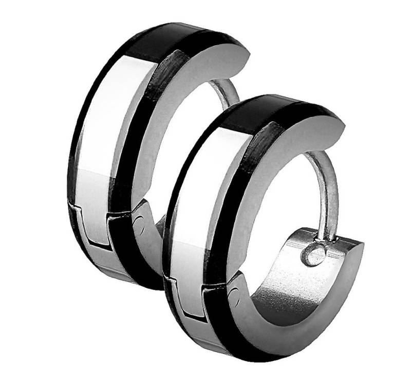 Taffstyle Paar Creolen 1 Paar Klapp Ohrringe Creolen Huggie abgeschrägte Kanten Schwarz (zum Geburtstag Weihnachten Valentinstag), Ohrringe Edelstahl Creolen Frauen Damen Schmuck Geschenke Muttertag von Taffstyle