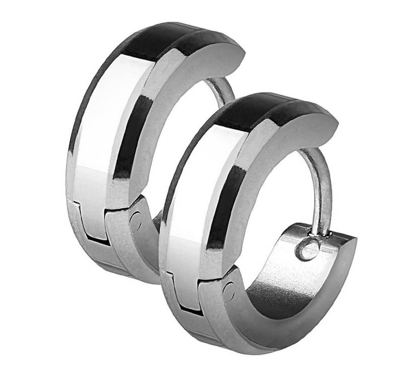 Taffstyle Paar Creolen 1 Paar Klapp Ohrringe Creolen Huggie abgeschrägte Kanten Silber (zum Geburtstag Weihnachten Valentinstag), Ohrringe Edelstahl Creolen Frauen Damen Schmuck Geschenke Muttertag von Taffstyle