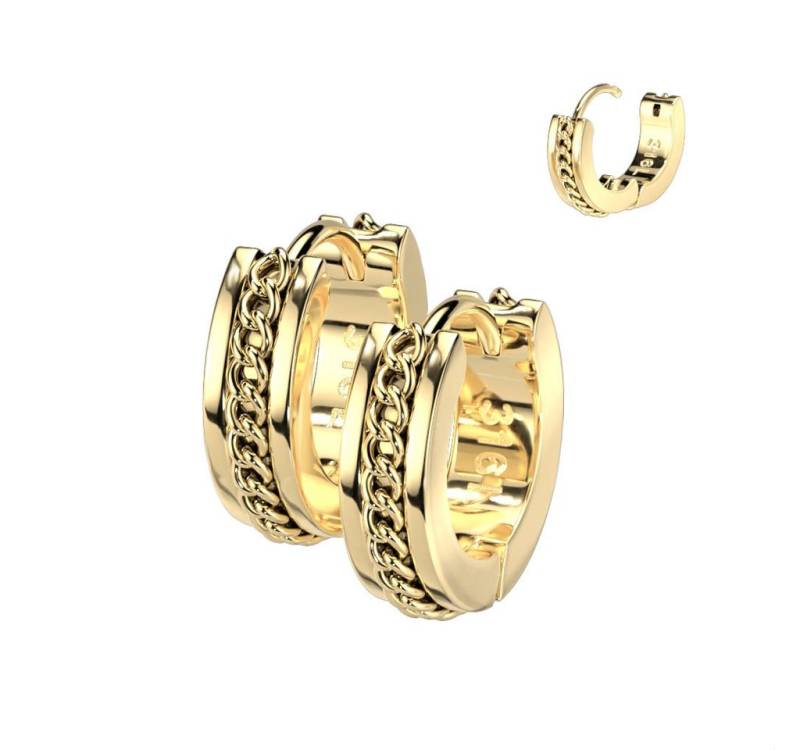 Taffstyle Paar Creolen 1 Paar Ohrringe Rocker Creolen Huggie Scharnier Kette Inlay Gold (Weihnachten Valentinstag Muttertag), Schmuck Ohrringe Creolen Frauen Damen Schmuck Geschenke zum Geburtstag von Taffstyle