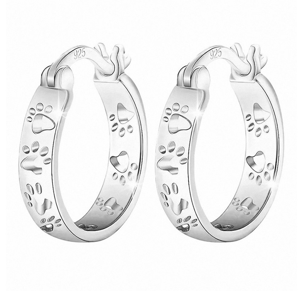 Taffstyle Paar Creolen 925 Sterling Silber Ohrringe Hunde & Katzen Pfotenabdruck (Verspielte Creolen mit Pfotenmotiv aus echtem Silber ideal als Geschenk) von Taffstyle