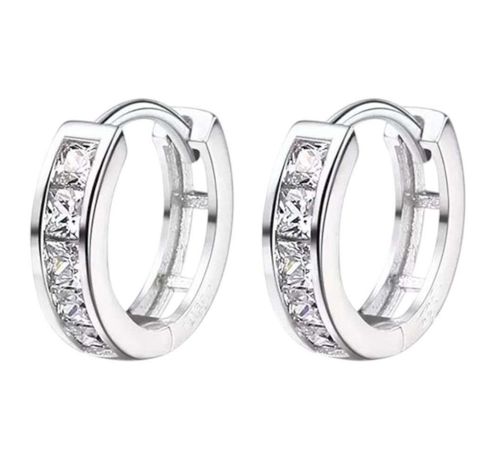 Taffstyle Paar Creolen 925 Sterling Silber kleine Damen Ohrringe Creolen mit Kristallen (Stylische kleine Creolen aus echtem 925 Silber und Kristallen – zeitlos und strahlend schön) von Taffstyle