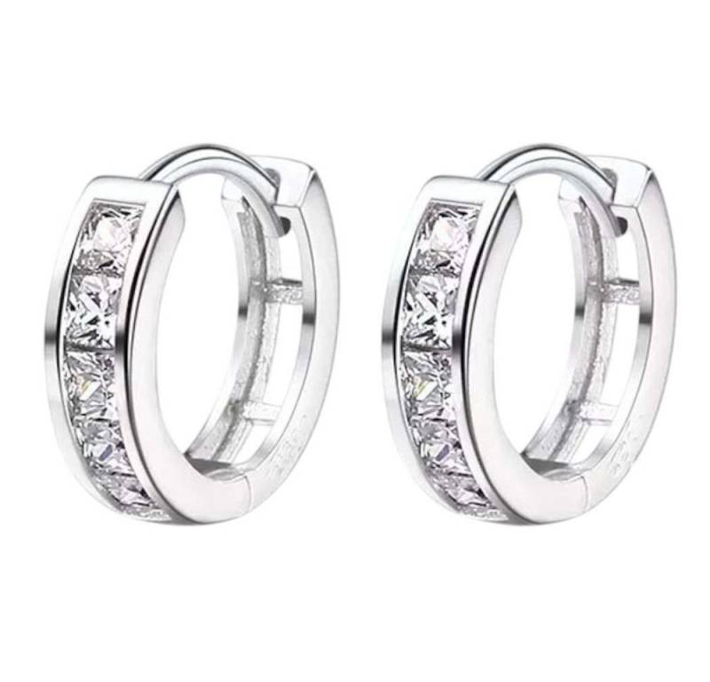 Taffstyle Paar Creolen 925 Sterling Silber kleine Damen Ohrringe Creolen mit Kristallen (Stylische kleine Creolen aus echtem 925 Silber und Kristallen – zeitlos und strahlend schön) von Taffstyle