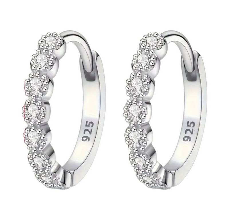 Taffstyle Paar Creolen Creolen 925 Sterling Silber Zirkonia Glitzer Ohrringe Damen & Herren (Elegante Silbercreolen mit funkelnden Zirkonia Steinen für stilvolle Looks, 1 Paar kleine Creolen mit Kristallen) von Taffstyle