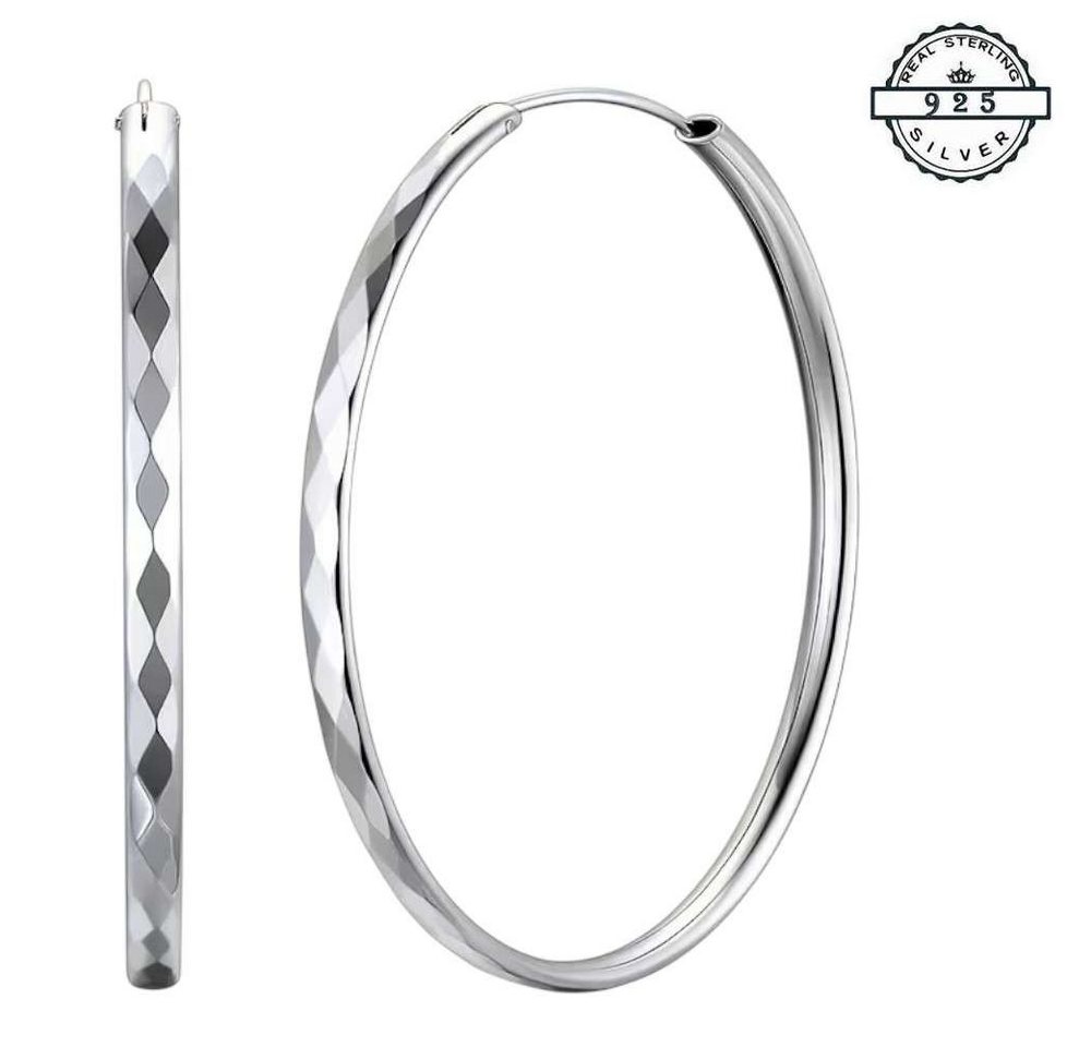 Taffstyle Paar Creolen Elegante Creolen facettiert aus 925 Sterling Silber für Damen glänzend (Fein geschliffene Silbercreolen mit edler reflektierender Oberfläche – zeitlos und strahlend schön) von Taffstyle