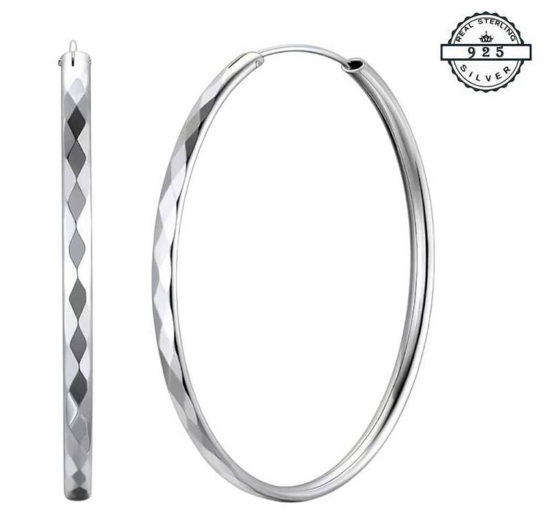 Taffstyle Paar Creolen Elegante Creolen facettiert aus 925 Sterling Silber für Damen glänzend (Fein geschliffene Silbercreolen mit edler reflektierender Oberfläche – zeitlos und strahlend schön) von Taffstyle