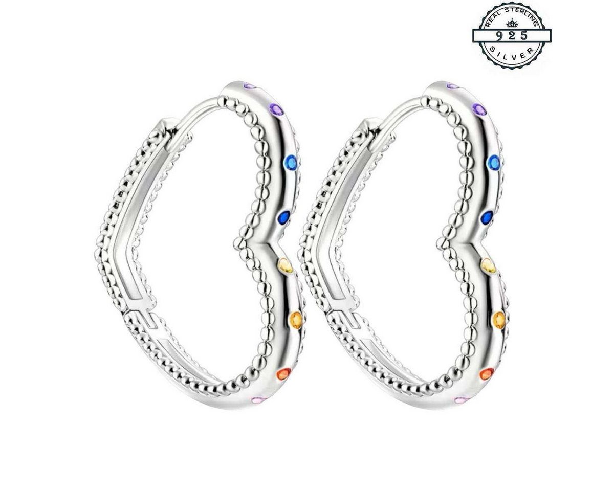 Taffstyle Paar Creolen Herz Creolen 925 Sterling Silber Ohrringe kleine bunte Kristalle (Romantische Herzcreolen mit bunten Kristallen perfekt als Geschenkidee für Damen) von Taffstyle