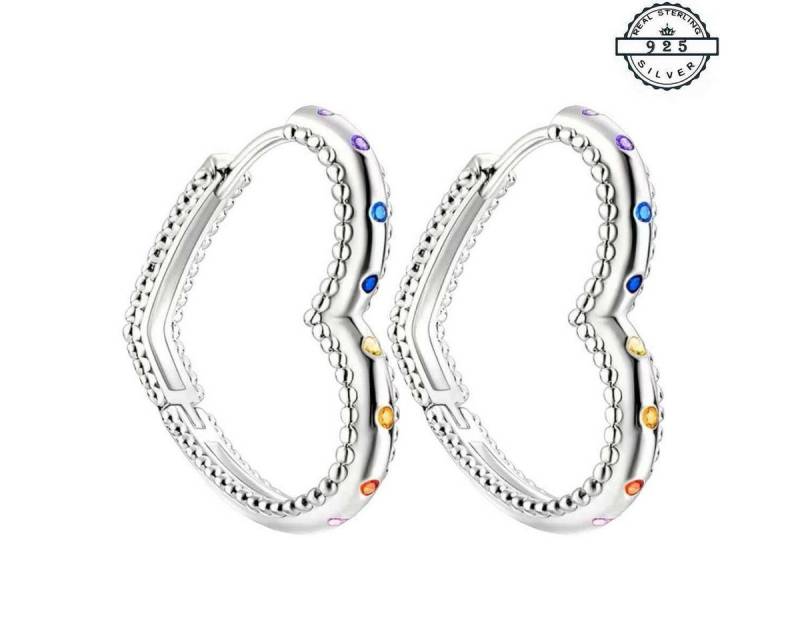 Taffstyle Paar Creolen Herz Creolen 925 Sterling Silber Ohrringe kleine bunte Kristalle (Romantische Herzcreolen mit bunten Kristallen perfekt als Geschenkidee für Damen) von Taffstyle