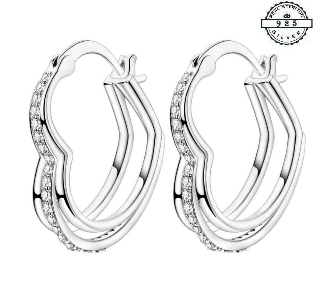 Taffstyle Paar Creolen Herz Ohrringe 925 Sterling Silber elegantes Design mit Kristallen (Romantische Herzcreolen aus Sterling Silber perfekte Geschenkidee für Damen) von Taffstyle