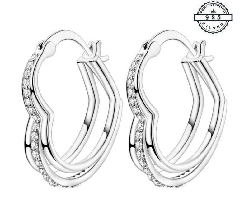 Taffstyle Paar Creolen Herz Ohrringe 925 Sterling Silber elegantes Design mit Kristallen (Romantische Herzcreolen aus Sterling Silber perfekte Geschenkidee für Damen) von Taffstyle