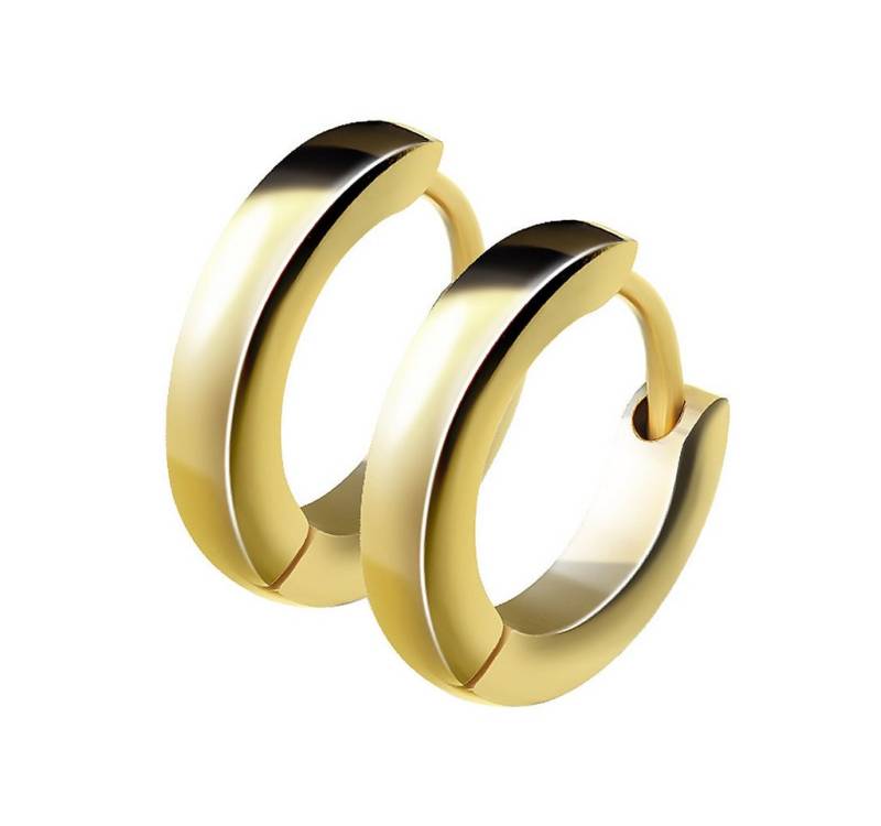 Taffstyle Paar Creolen Klassische Ohrringe Creolen Huggie Klapp Verschluss Gold 2,5mm (Elegante Creolen in 5 Farben aus Chirurgenstahl), Schmuck Ohrringe Creolen Frauen Damen Schmuck Geschenke zum Geburtstag von Taffstyle