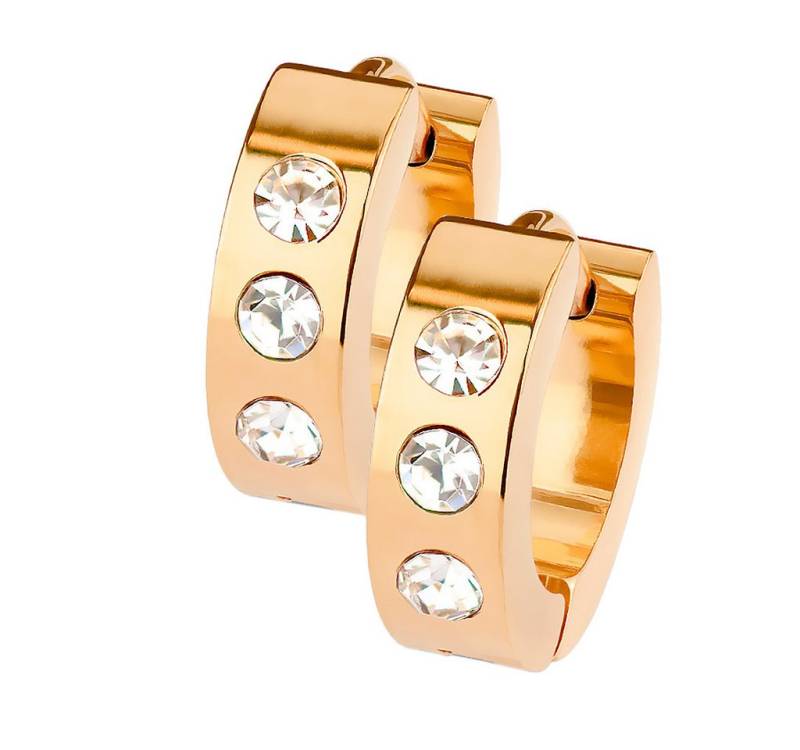 Taffstyle Paar Creolen Ohrringe 1 Paar Creolen mit 3 Kristallen Rosegold (zum Geburtstag Weihnachten Valentinstag), Ohrringe Creolen Frauen Damen Schmuck Geschenke Muttertag Valentinstag von Taffstyle