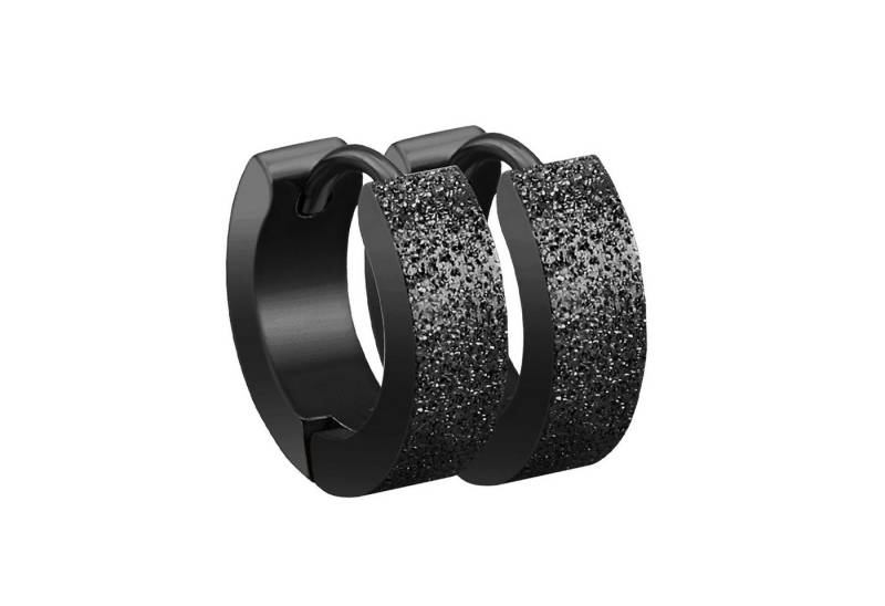 Taffstyle Paar Creolen Schmuck Ohrringe Creolen Huggie Klappverschluss sandgestrahlt Schwarz (zum Geburtstag Weihnachten Valentinstag), Klassische Ohrringe Creolen Frauen Damen Schmuck Geschenke Muttertag von Taffstyle