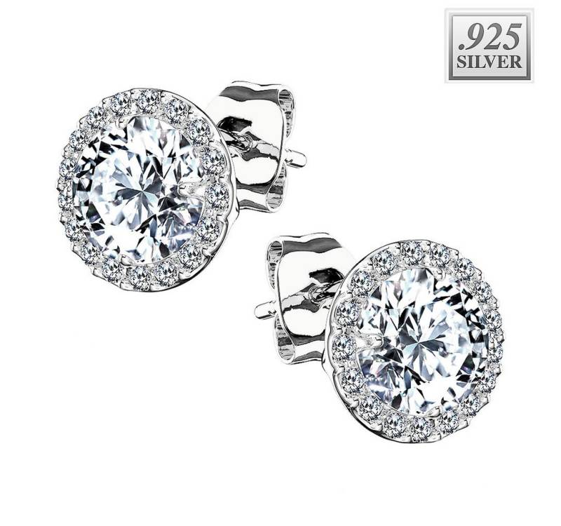 Taffstyle Paar Ohrstecker 1 Paar runde Ohrstecker Zirkonia Kristall 925 Sterling Silber (Damen Herren zum Geburtstag Weihnachten Valentinstag Muttertag), Ohrringe Stecker Ohrstecker Schmuck Geschenke für Frauen Freundin von Taffstyle