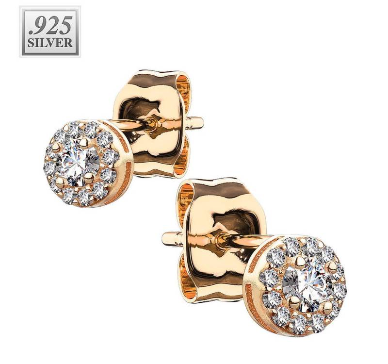 Taffstyle Paar Ohrstecker 1 Paar runde Ohrstecker Zirkonia Kristall Ohrringe 925 Rosegold (Damen Herren zum Geburtstag Weihnachten Valentinstag Muttertag), Ohrringe Stecker Ohrstecker Schmuck Geschenke für Frauen Freundin von Taffstyle
