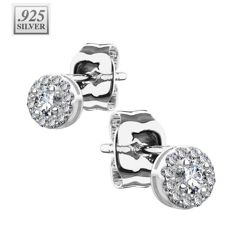 Taffstyle Paar Ohrstecker 1 Paar runde Ohrstecker Zirkonia Kristall Ohrringe 925 Silber (Damen Herren zum Geburtstag Weihnachten Valentinstag Muttertag), Ohrringe Stecker Ohrstecker Schmuck Geschenke für Frauen Freundin von Taffstyle