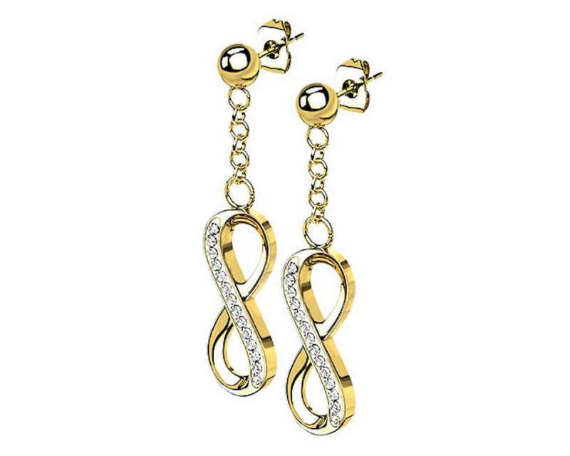 Taffstyle Paar Ohrstecker Damen Ohrringe Hängend Ketten Unendlich Anhänger Glitzer Steine Gold, Geschenke für Frauen Freundin zum Geburtstag Weihnachten Valentinstag von Taffstyle