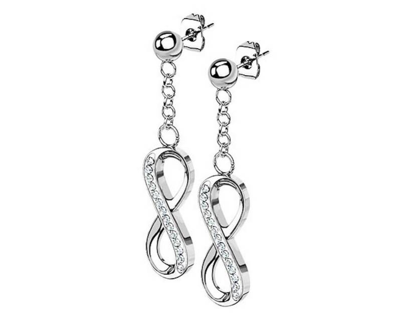 Taffstyle Paar Ohrstecker Damen Ohrringe Hängend Ketten Unendlich Anhänger Glitzer Steine Silber, Geschenke für Frauen Freundin zum Geburtstag Weihnachten Valentinstag von Taffstyle