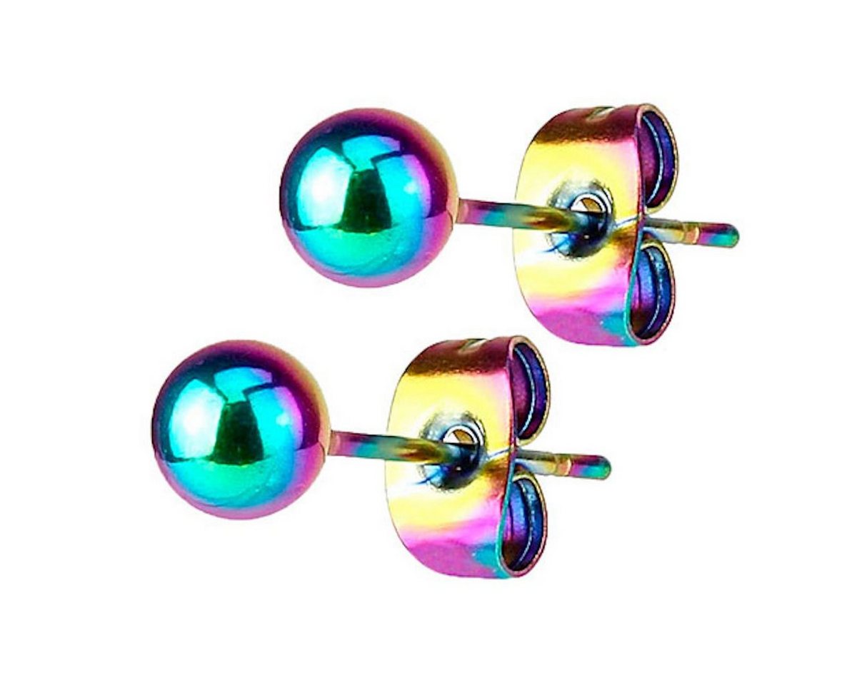 Taffstyle Paar Ohrstecker Damen Ohrstecker Edelstahl runde Kugel Perle Ohrringe Stecker Rainbow, Geschenke für Frauen Freundin zum Geburtstag Weihnachten Valentinstag von Taffstyle