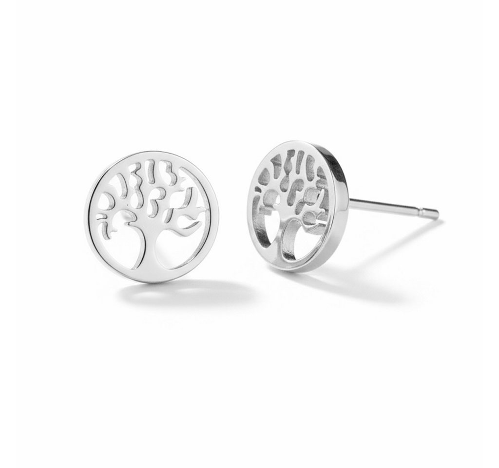 Taffstyle Paar Ohrstecker Lebensbaum Damen Ohrringe Chirurgenstahl symbolischer Schmuck (Baum-des-Lebens Ohrschmuck aus Edelstahl 316L in Silber Gold Roségold Schwarz), zu Kleid, Shirt, Jeans, Sneaker! Anlass Geburtstag Weihnachten von Taffstyle