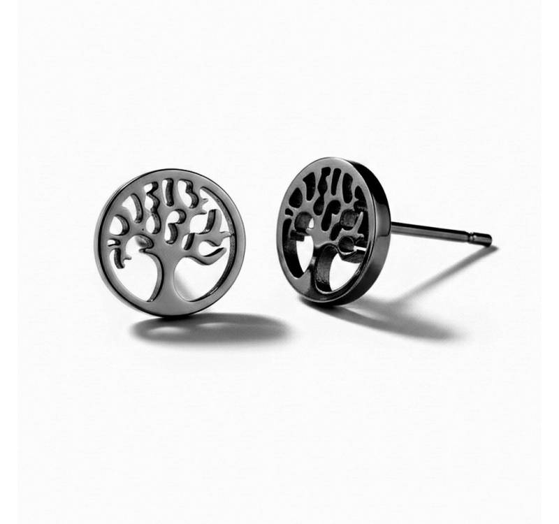 Taffstyle Paar Ohrstecker Lebensbaum Damen Ohrringe Chirurgenstahl symbolischer Schmuck (Baum-des-Lebens Ohrschmuck aus Edelstahl 316L in Silber Gold Roségold Schwarz), zu Kleid, Shirt, Jeans, Sneaker! Anlass Geburtstag Weihnachten von Taffstyle
