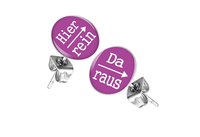 Taffstyle Paar Ohrstecker Lustige bunte Ohrringe mit Spruch Hier rein, Da raus (Witzige Ohrstecker als Geschenk für Frauen und Männer) von Taffstyle