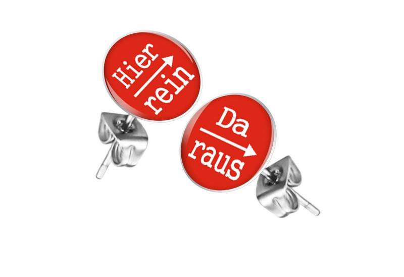 Taffstyle Paar Ohrstecker Lustige bunte Ohrringe mit Spruch Hier rein, Da raus (Witzige Ohrstecker als Geschenk für Frauen und Männer) von Taffstyle