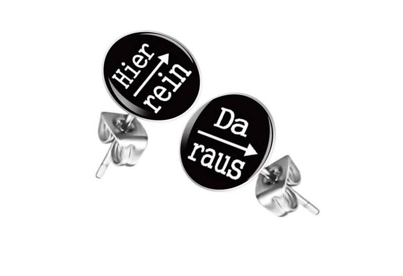 Taffstyle Paar Ohrstecker Lustige bunte Ohrringe mit Spruch Hier rein, Da raus (Witzige Ohrstecker als Geschenk für Frauen und Männer) von Taffstyle