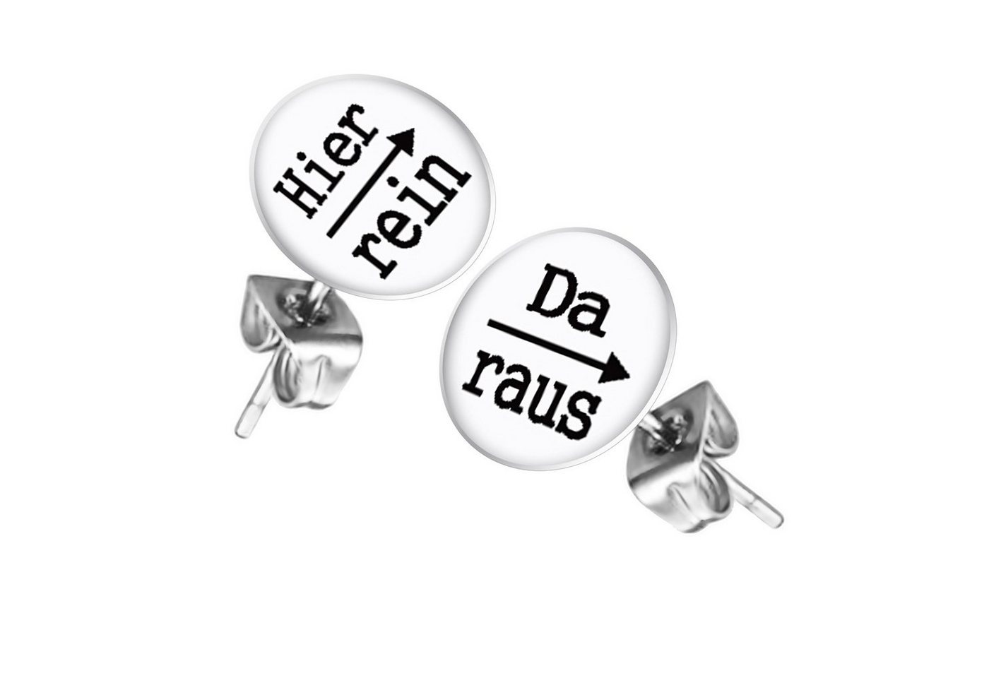 Taffstyle Paar Ohrstecker Lustige Ohrringe Platte Stecker mit Spruch Hier rein, Da raus Silber (Weiß), Geschenke für Frauen Freundin zum Geburtstag Weihnachten Valentinstag von Taffstyle