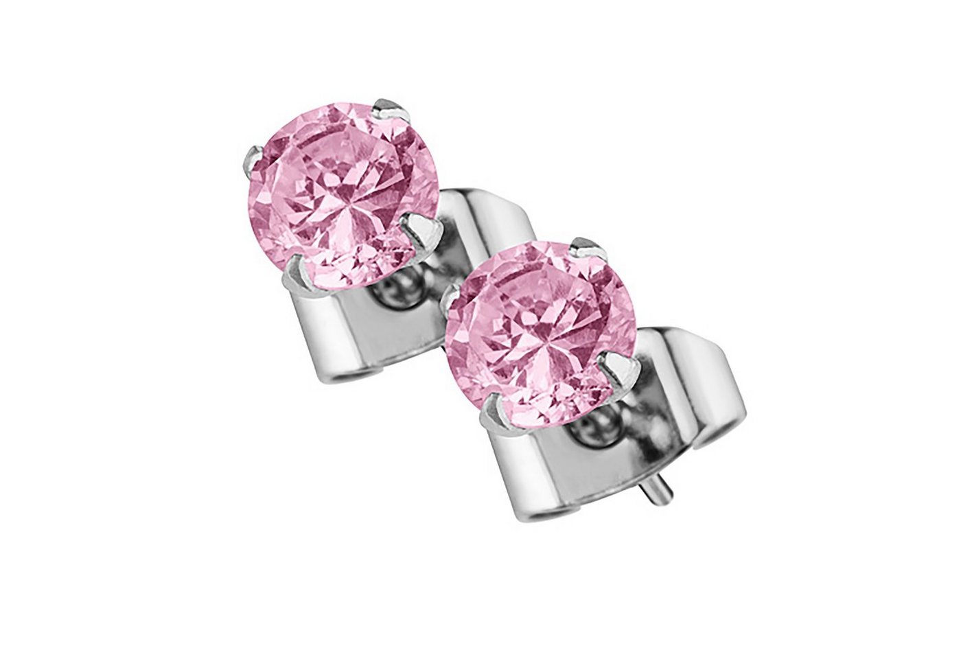 Taffstyle Paar Ohrstecker Ohrringe 925 Silber Solitär Ohrstecker mit Zirkonia Diamant Stein Rund (Rosa), Geschenke für Frauen Freundin zum Geburtstag Weihnachten Valentinstag von Taffstyle